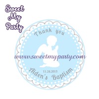 Boy Baptism stickers,Boy Christening thank you tags,(4)